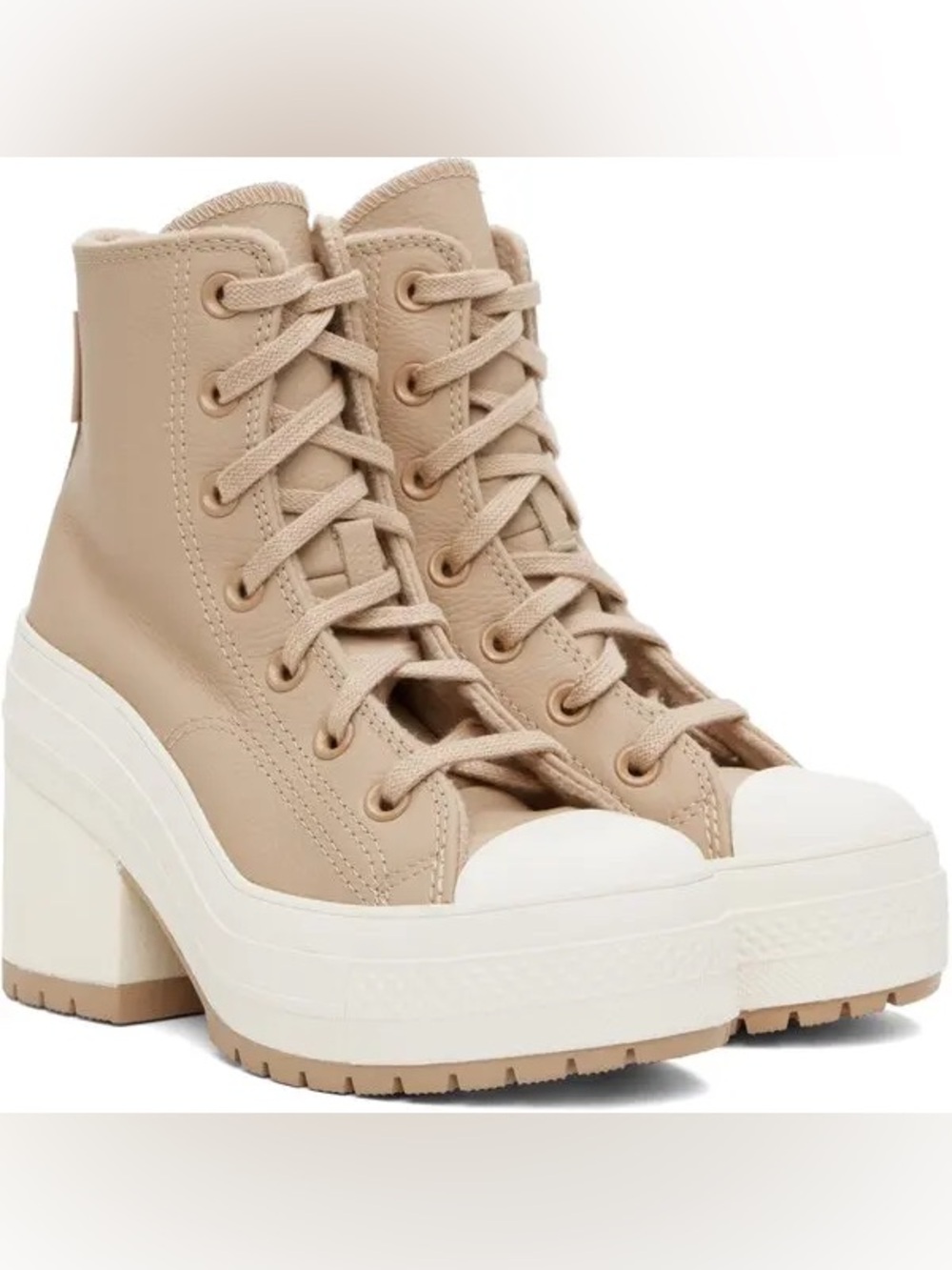 Chuck 70 De Luxe Heel Platform Weatherized Leather Neutral Lace Up Sneaker Boot